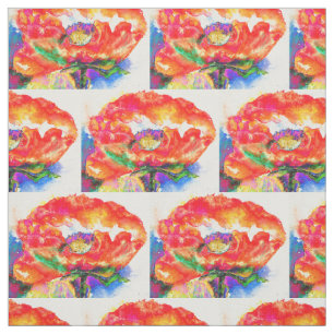 Tecido Pintura floral vermelha Elegante