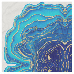 Tecido Pintura líquida de fluido azul e Dourado