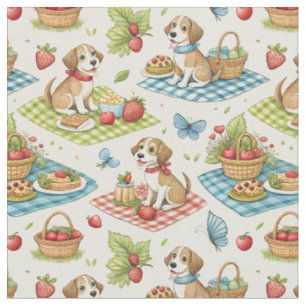 Tecido Piquenique de Cachorros Fofos Arte de Verão - Padr