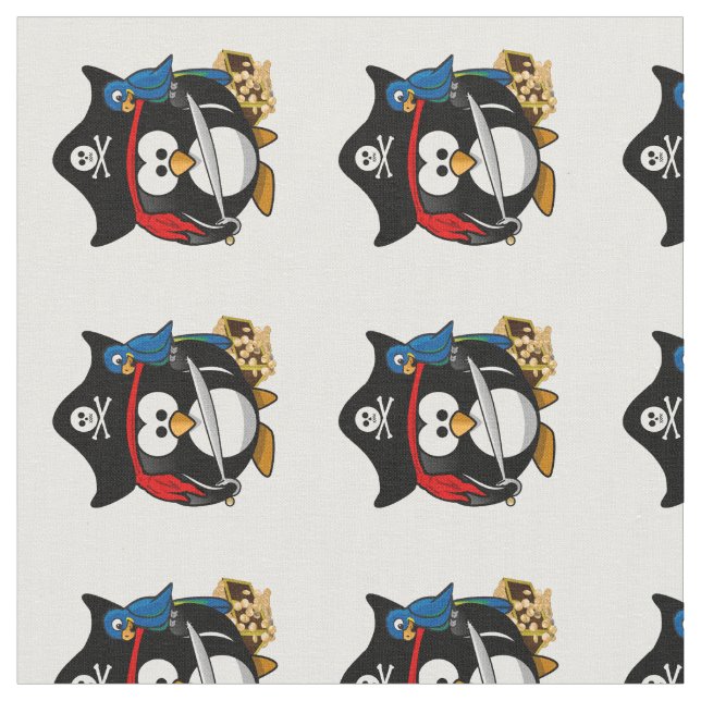 Tecido Pirate Penguin com papagaio (Detalhe)