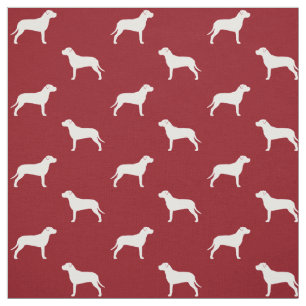 Tecido Pit Bull Dog Silhouettes Red and White Patternado