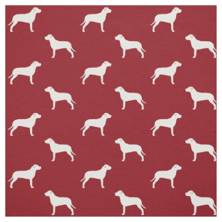 Tecido Pit Bull Dog Silhouettes Red and White Patternado