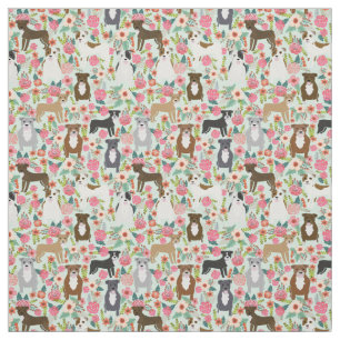 Tecido Pitbull Florals - design floral de cachorro