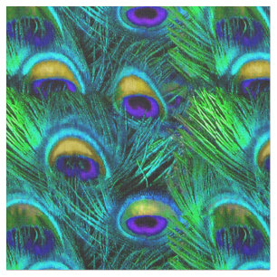 Tecido PixDezines Peacock Feather/Cobalt/Aqua