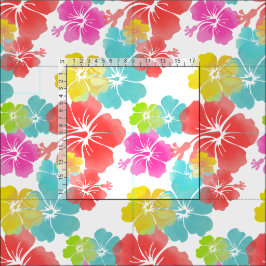 Tecido PixDezines watercolor hibiscus/rosa/verde/aqua