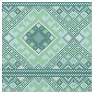 Tecido Pixel Aztec Padrão Teal
