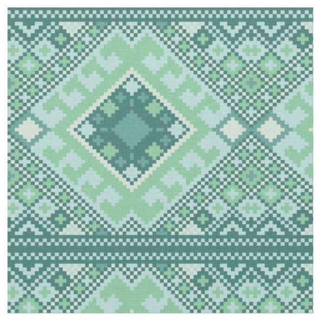 Tecido Pixel Aztec Padrão Teal (Detalhe)
