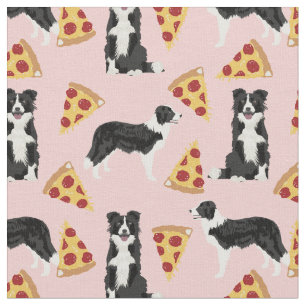 Tecido Pizza Collie de fronteira rosa