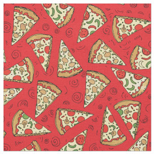 Tecido Pizza Engraçada Pizza Fatia Padrão Vermelho