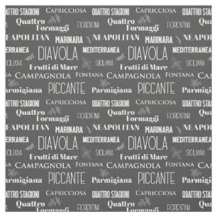 Tecido Pizza Names Typografia Italiana Kitchen Chef