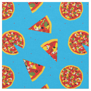 Tecido Pizza Padrão em Azul