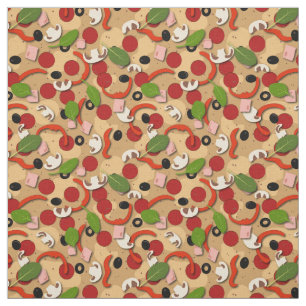 Tecido Pizza Pepperoni - Padrão de Cartoon