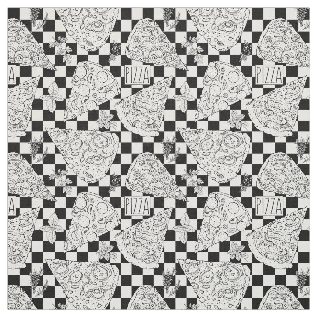Tecido Pizza Restaurant Chef Black and White Checked (Modelo)