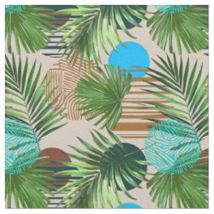 Tecido plantas paradisíacas padrão havaiano