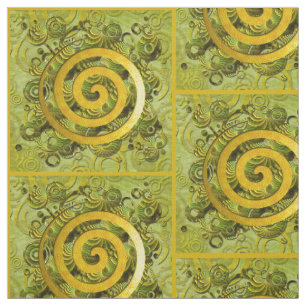 Tecido Poder de cura - Ouro espiral verde + suas ideias