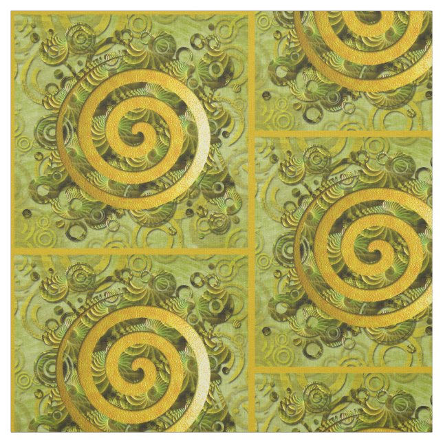 Tecido Poder de cura - Ouro espiral verde + suas ideias (Modelo)