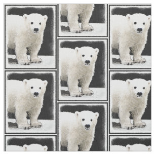 Tecido Polar Bear Cub Painting - Arte Original