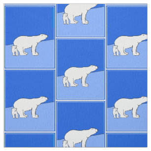 Tecido Polar Bear Mãe e Pintura em Cubo - Arte Selvagem