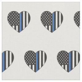 Tecido Polícia Fino Blue Line American Flag Heart