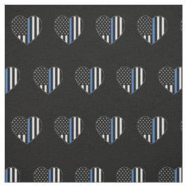 Tecido Polícia Fino Blue Line American Flag Heart