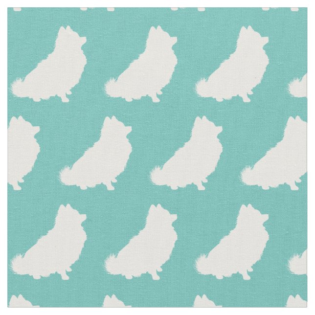 Tecido Pomerânia Cão Silhout Pet Teal (Detalhe)