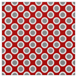 Tecido Pontos circundados retros, vermelho escuro e