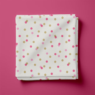 Tecido Pontos de Confetti Rosa e Dourada