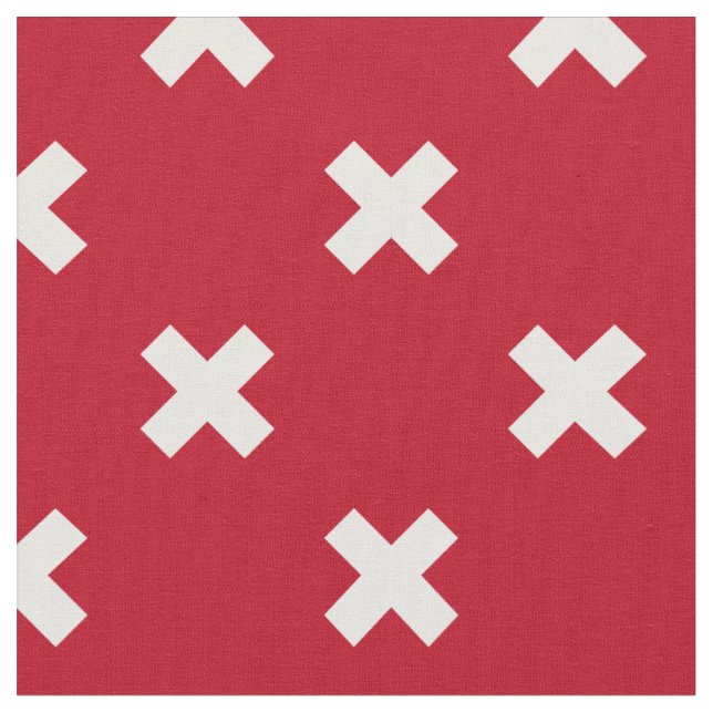 Tecido Pontos de cruz brancos em vermelho (Detalhe)
