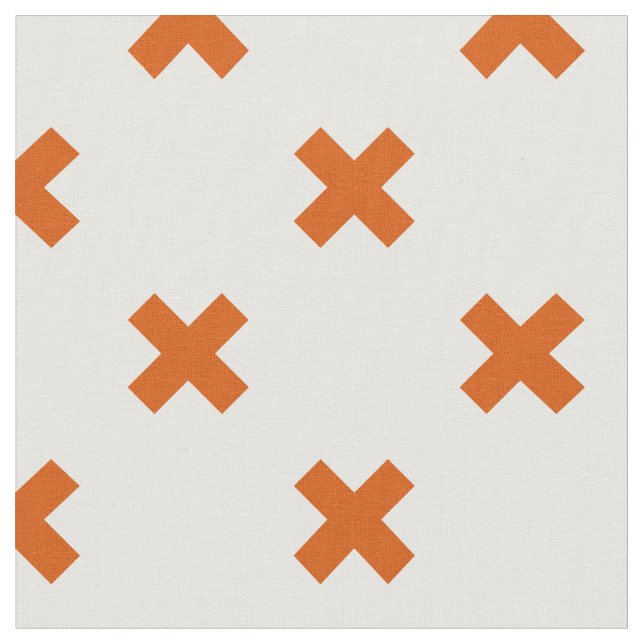 Tecido Pontos de cruz laranja em branco (Detalhe)