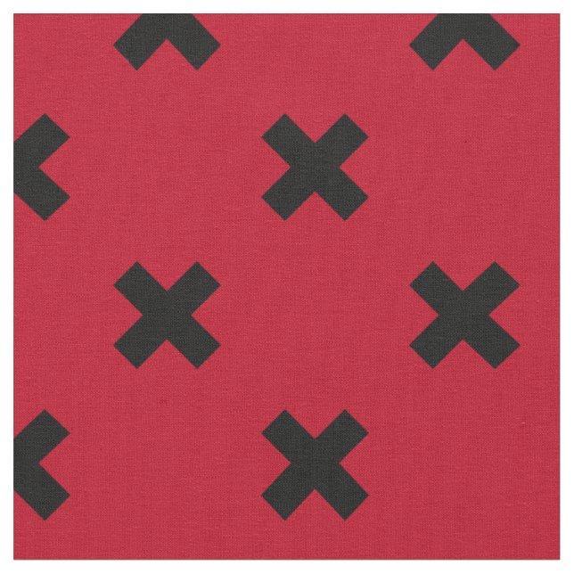 Tecido Pontos de cruz pretos em vermelho (Detalhe)