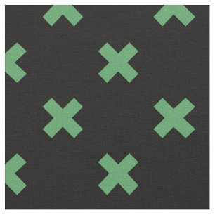 Tecido Pontos de cruz verdes em preto