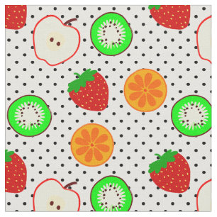 Tecido pontos de fruta de morango de kiwi