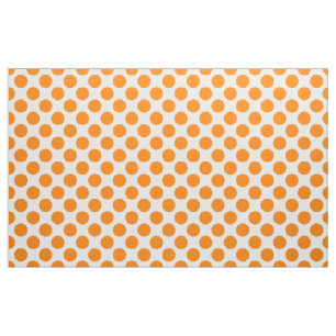Tecido Pontos de Polka Laranja em Branco