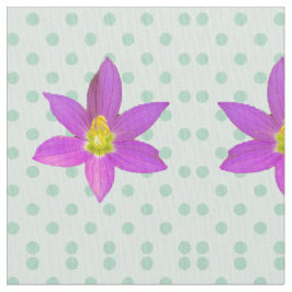 Tecido Pontos Polka Verdes em Floral Rosa