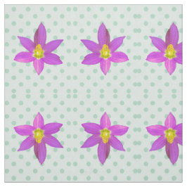 Tecido Pontos Polka Verdes em Floral Rosa