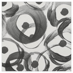 Tecido Pontos pretos brancos na moda dos brushstrokes da