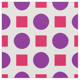 Tecido Pontos roxos e quadrados fuchsia