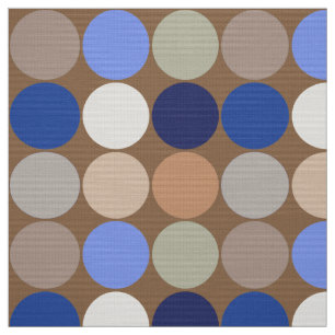 Tecido Pontos, Taupe, bege e azul gigantes do meio sécul