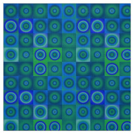 Tecido Pontos verdes azuis e quadrados