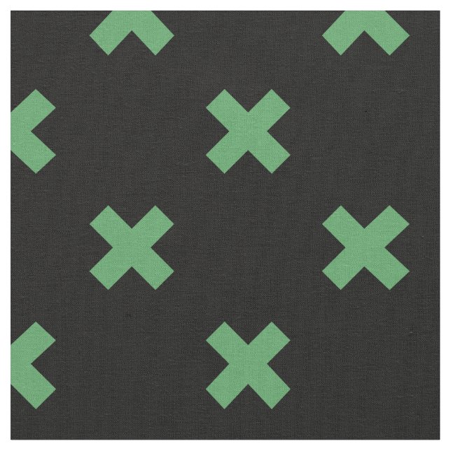 Tecido Pontos verdes cruzados em preto (Detalhe)