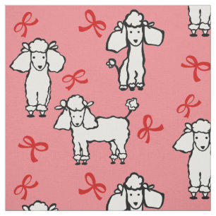 Tecido Poodle Cães Vermelho Arco Rosa