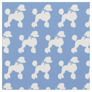 Tecido Poodle Dog Silhouette Pet Azul Claro