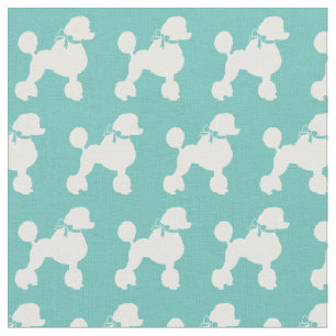 Tecido Poodle Dog Silhouette Pet Teal