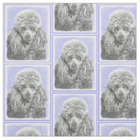 Poodle Miniature Toy Silver Cinza Blue Dog Art