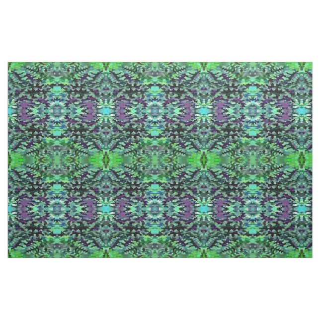 Tecido Pop art abstrato da folha no verde e no roxo de (Fat Quarter)