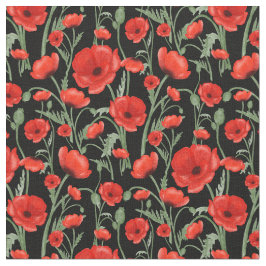 Tecido Poppies vermelhos