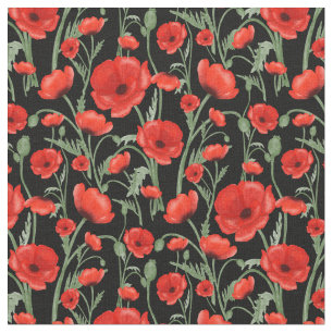 Tecido Poppies vermelhos