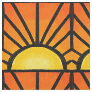 Tecido Por do sol de Deco do vitral