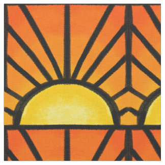 Tecido Por do sol de Deco do vitral