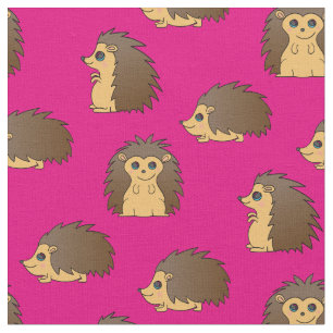 Tecido Porcupins Cute Hedgehogogs Cartoons Rosa